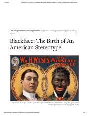 Blackface: The Birth of An American Stereotype.